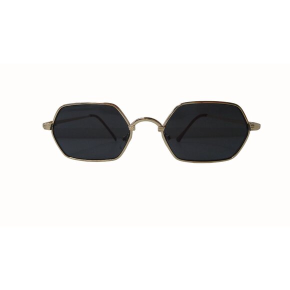Nordstrom Octagon Metal Sunglasses for Women Gold Frame Black Lens Designer - Picture 8 of 8